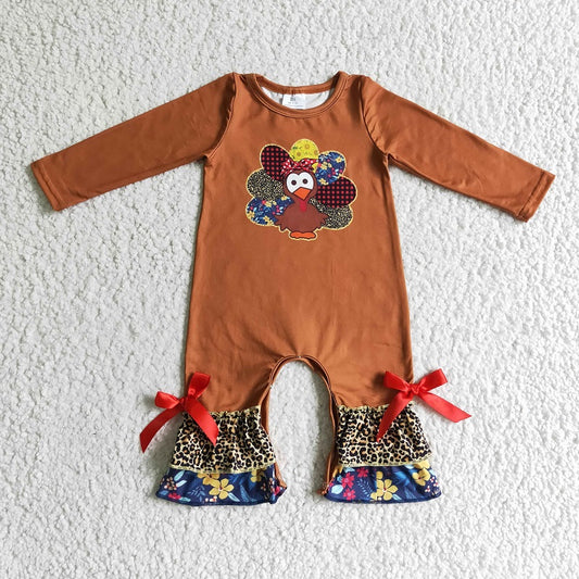 LR0171 Girls Turkey Brown Long Sleeve Bodysuit