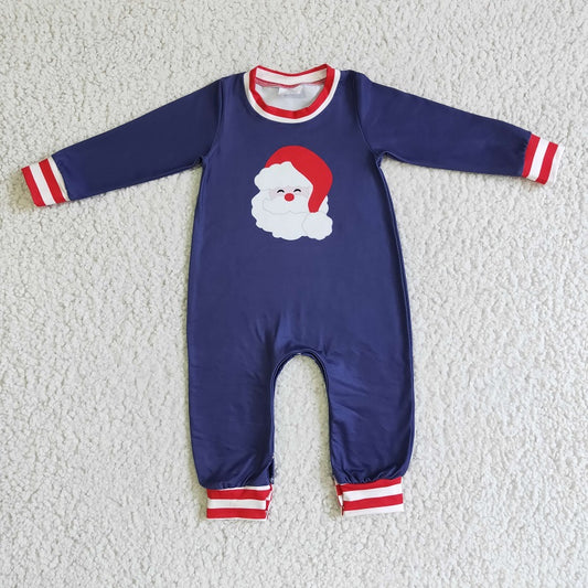 LR0174 Boys Santa's Navy Blue Long Sleeve Bodysuit