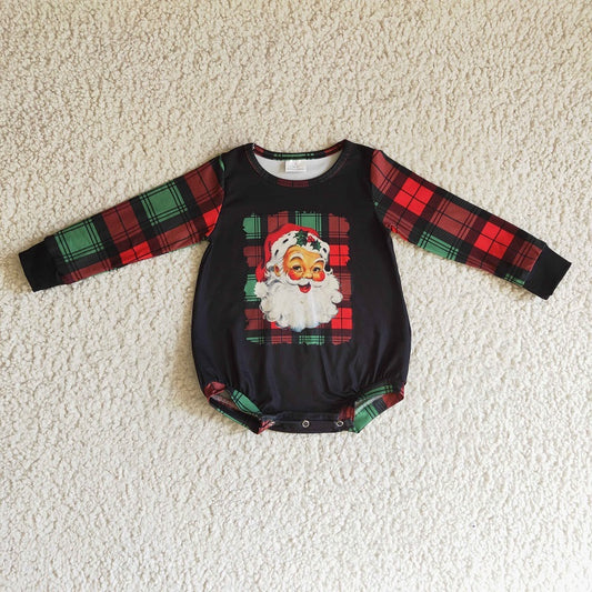 LR0177 Santa's Plaid Long Sleeve Bodysuit