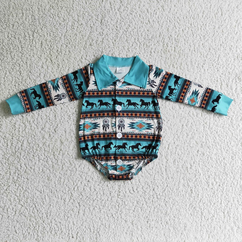 LR0182 BOYS WESTERN DESIGN SHIRT ROMPER