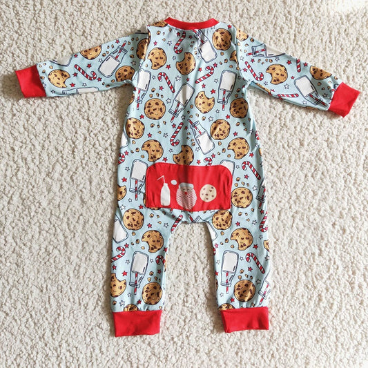 LR0186 Boys Christmas Cookie Milk Long Sleeve Bodysuit