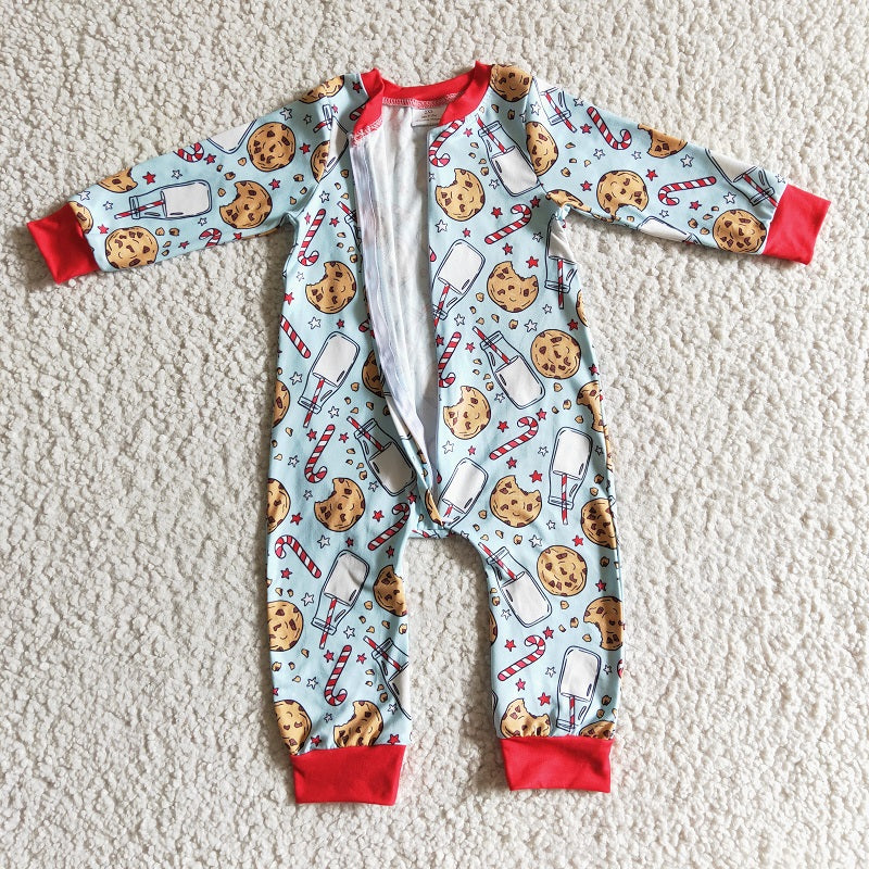 LR0186 Boys Christmas Cookie Milk Long Sleeve Bodysuit