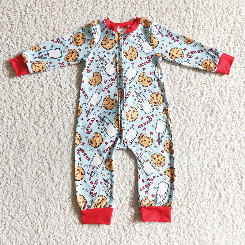 LR0186 Boys Christmas Cookie Milk Long Sleeve Bodysuit