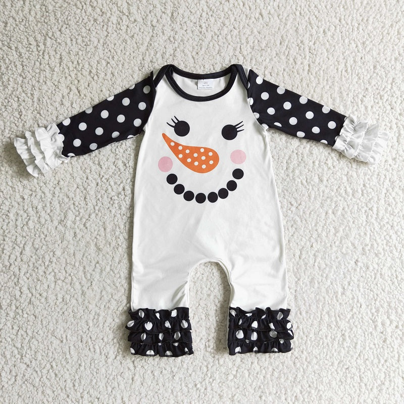 LR0192 BABY GIRLS CUTE SNOW MEN ICING SLEEVE ROMPER
