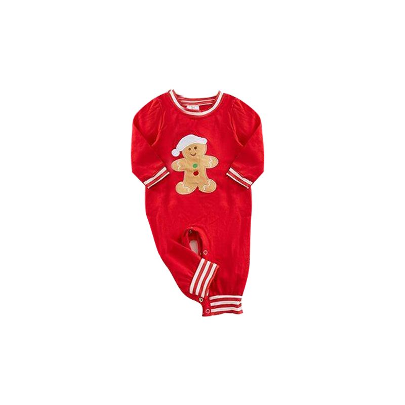LR0195 BABY BOYS CHRISTMAS GINGERSNAP RED ROMPER