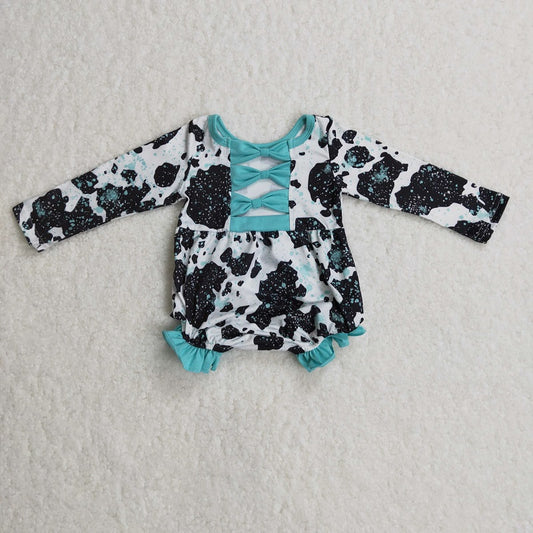 LR0197 BABY GIRLS COW PRINT SHIRT ROMPER