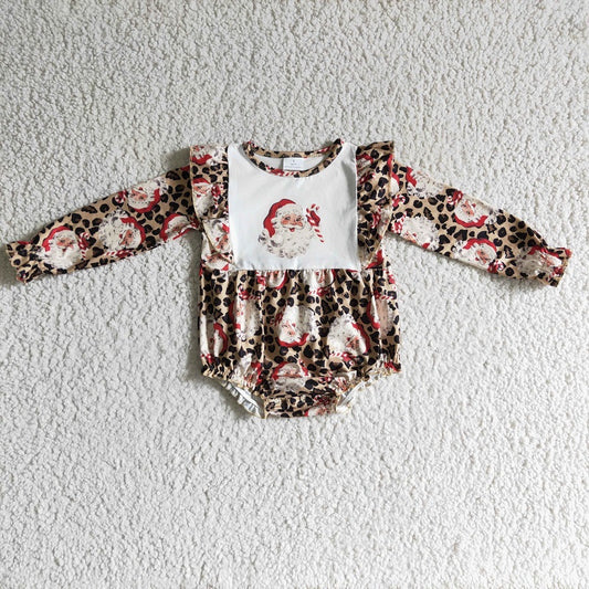 LR0202 BABY GIRLS SANTA LEOPARD BUBBLE ROMPER