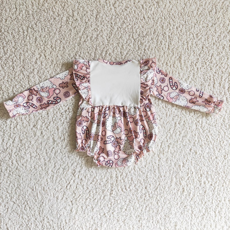 LR0206 Girls HOLLY Santa Pink Long Sleeve Bodysuit