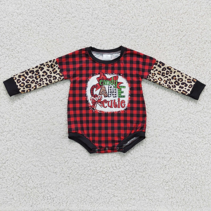 LR0214 Red Leopard Letter Long Sleeve Bodysuit