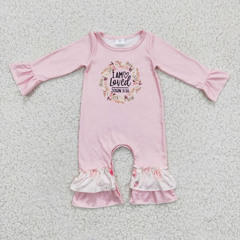 LR0217 Girl loved pink long-sleeved jumpsuit