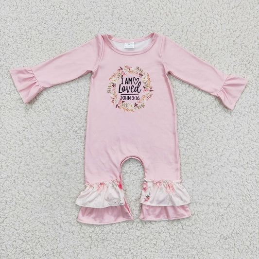 LR0217 Girl loved pink long-sleeved jumpsuit
