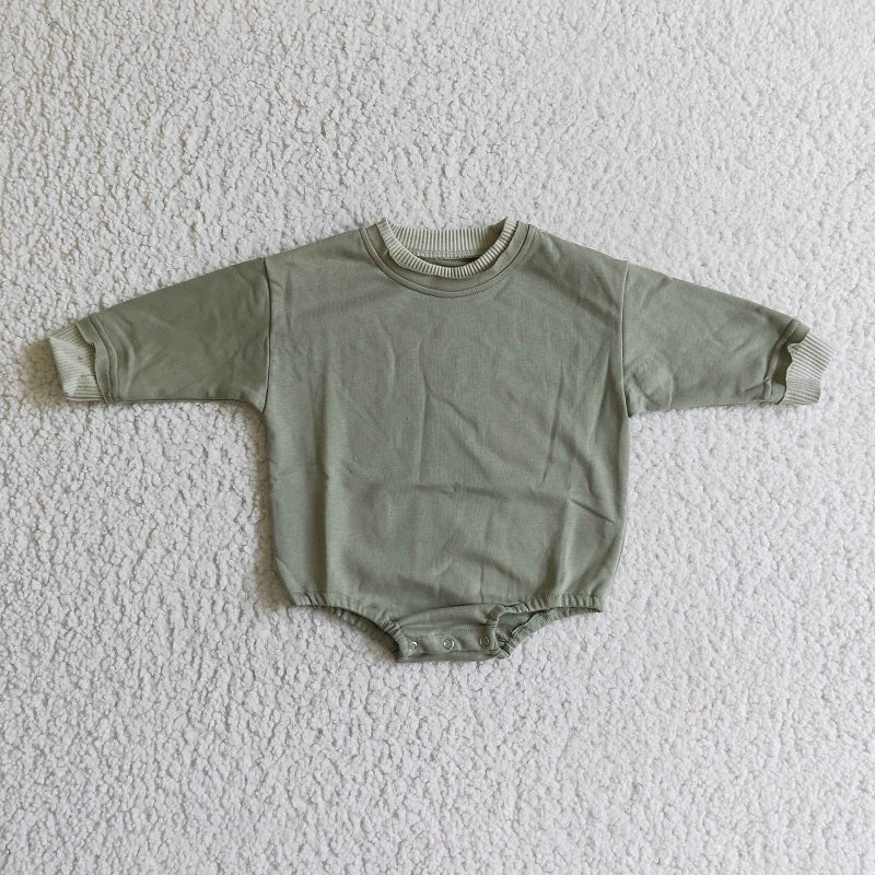 LR0218 Bean Paste Green Sweatshirt Long Sleeve Jumpsuit