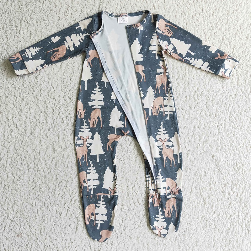 LR0222 baby clothes tree zipper winter romper