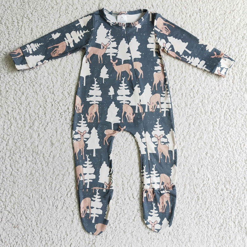 LR0222 baby clothes tree zipper winter romper