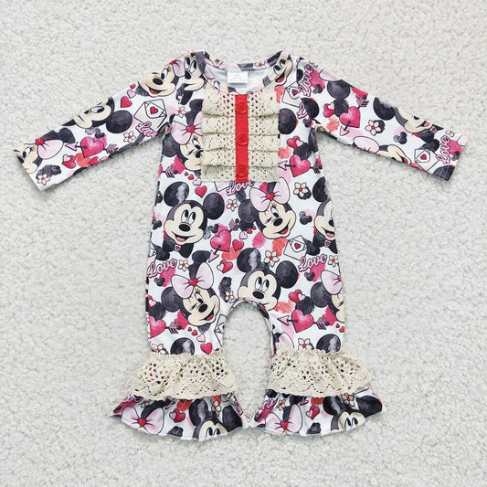 LR0245 girl valentine's day cartoon heart long-sleeved onesie