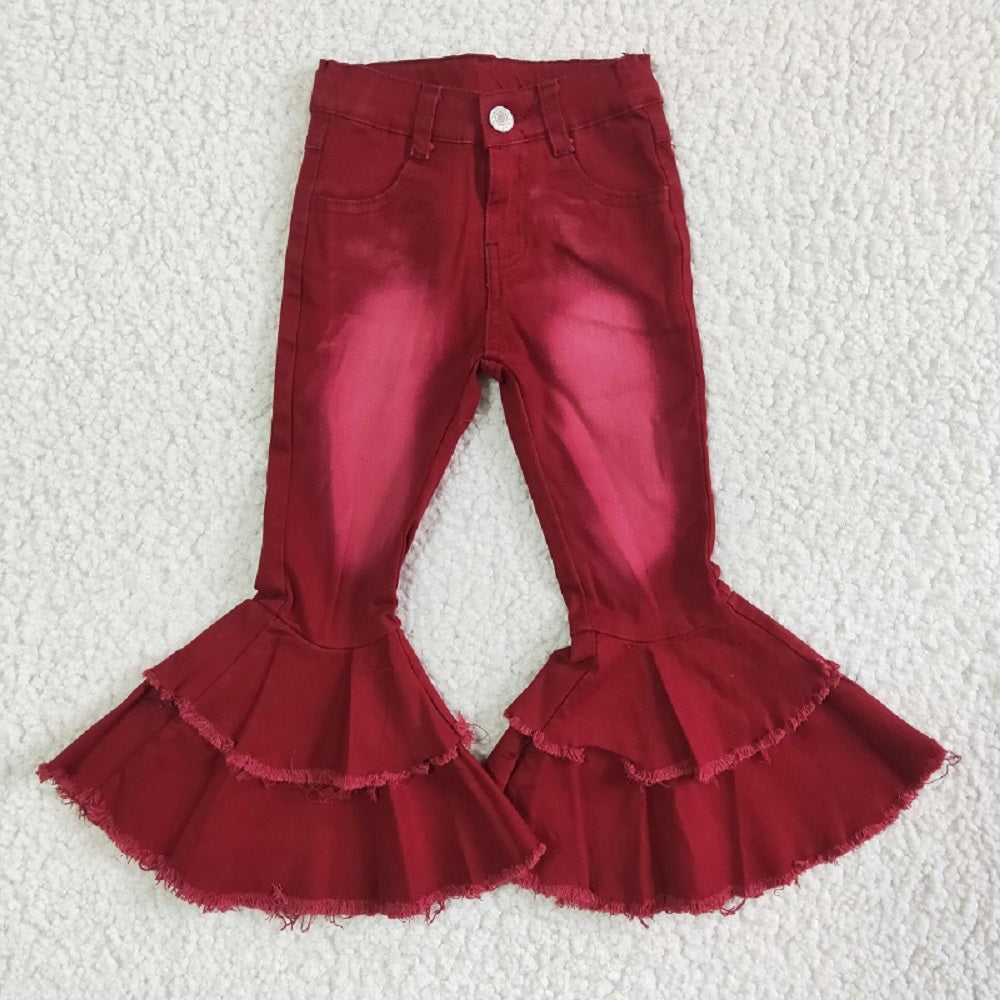 P0004 Burgundy Double Lace Denim Trousers