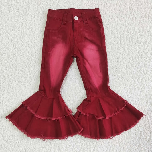P0004 Burgundy Double Lace Denim Trousers