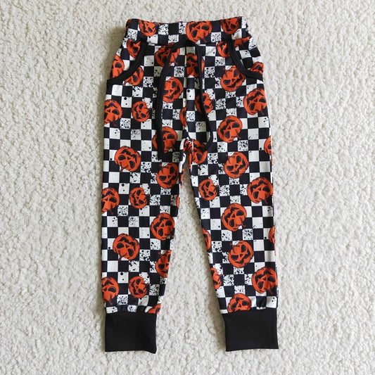 P0025 Halloween Pumpkin Plaid Trousers