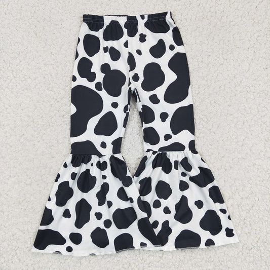 P0041 Baby Girls Cow Print Bell Bottom Pants