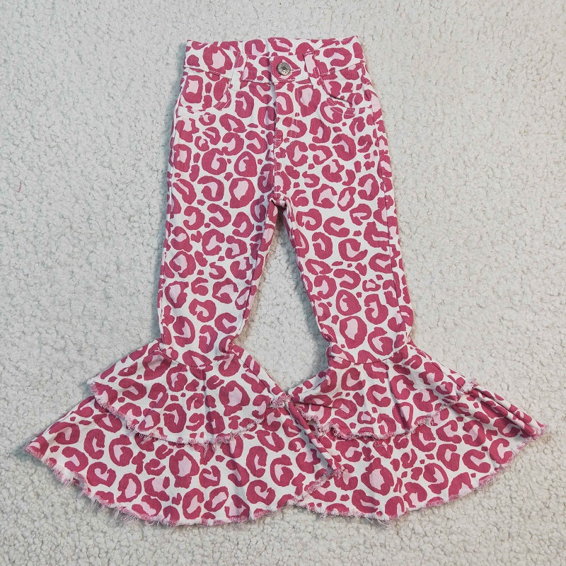 P0044 Pink Leopard Denim Trousers