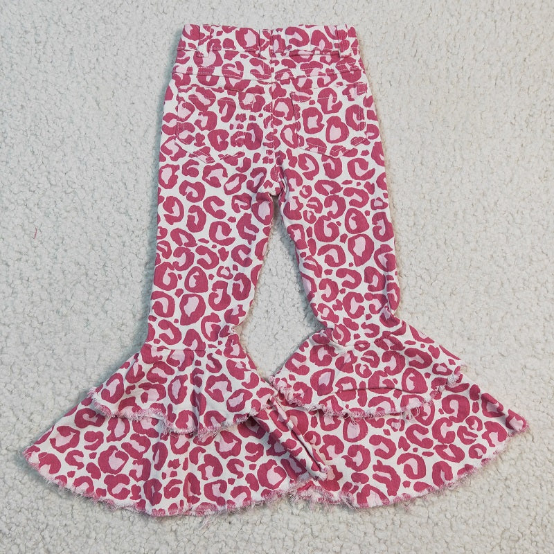 P0044 Pink Leopard Denim Trousers