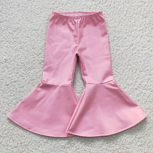 P0049 Pink Flared Leather Pants