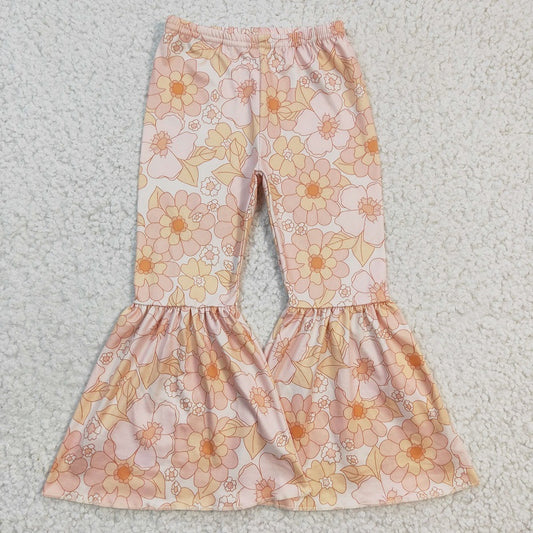P0054 Orange Floral Milk Silk Trousers