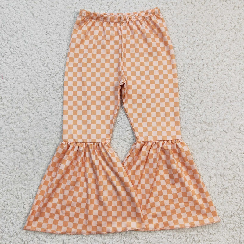 P0057 Orange Plaid Milk Silk Trousers