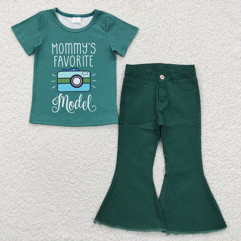 P0073 Green Denim Trousers
