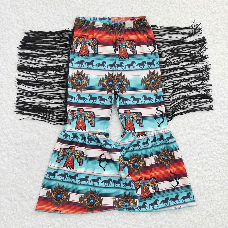 P0081 Horse Geometric Fringe Trousers