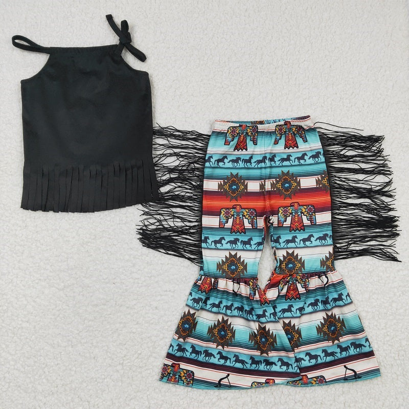 P0081 Horse Geometric Fringe Trousers