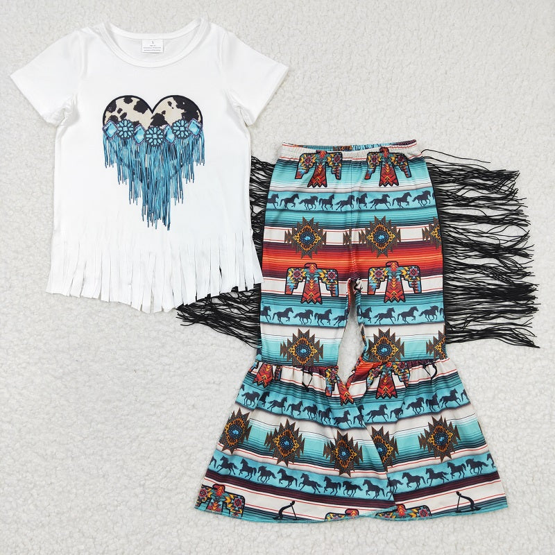 P0081 Horse Geometric Fringe Trousers