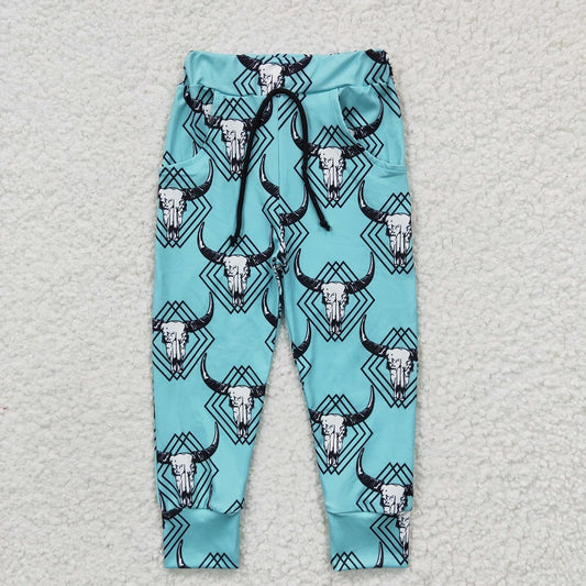 P0087 Baby Boys Cow print blue long pants