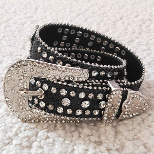 GB0005 Baby Girls Black Diamond Belt