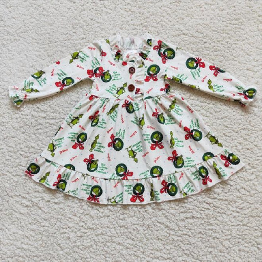 6 A13-18 Christmas white long-sleeved nightdress