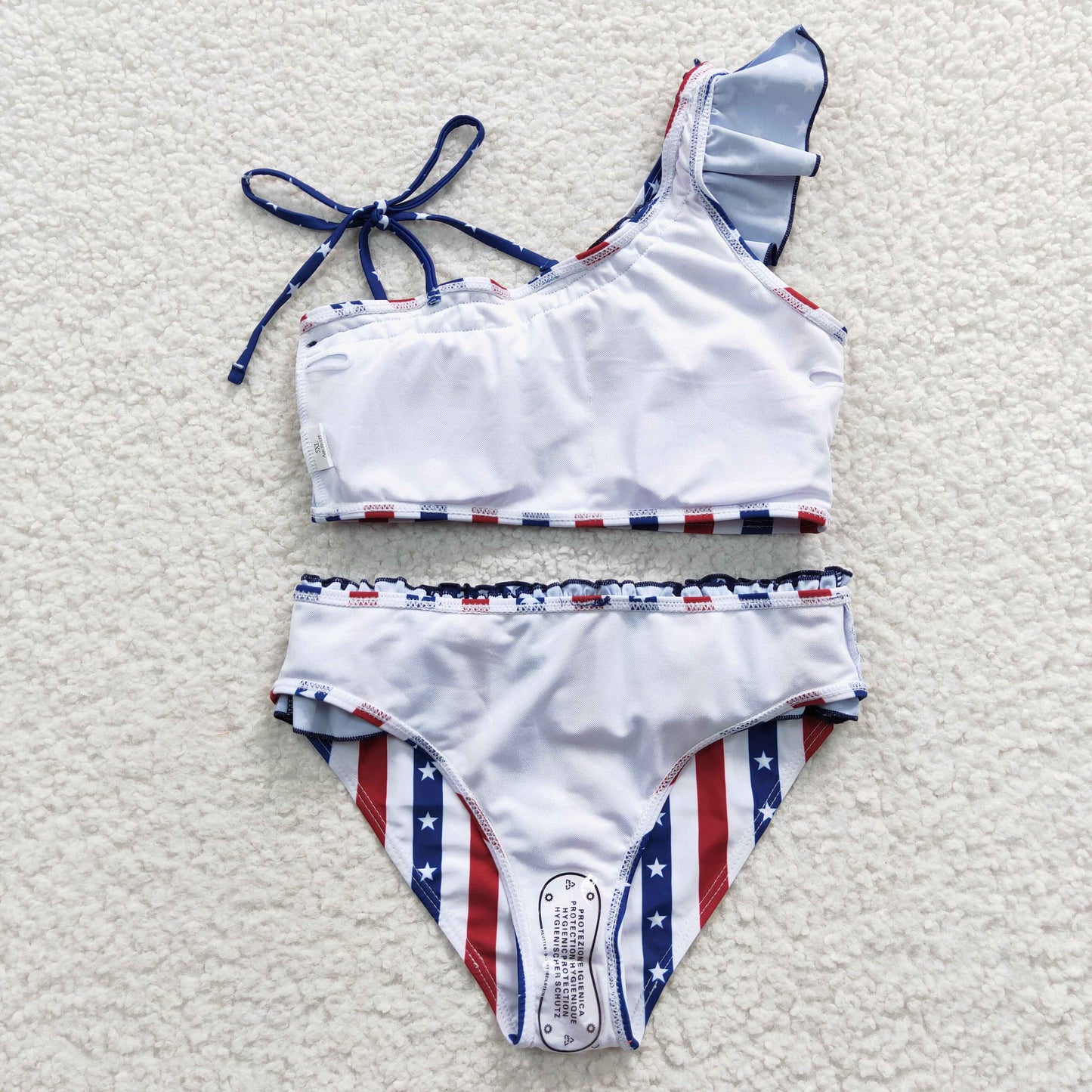 S0042  Baby Girls National Day Stars and Stripes Swimsuit Set