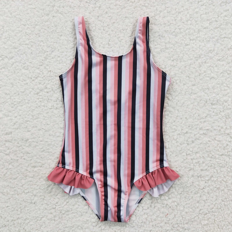 S0049 Color Striped One Piece Swimsuit