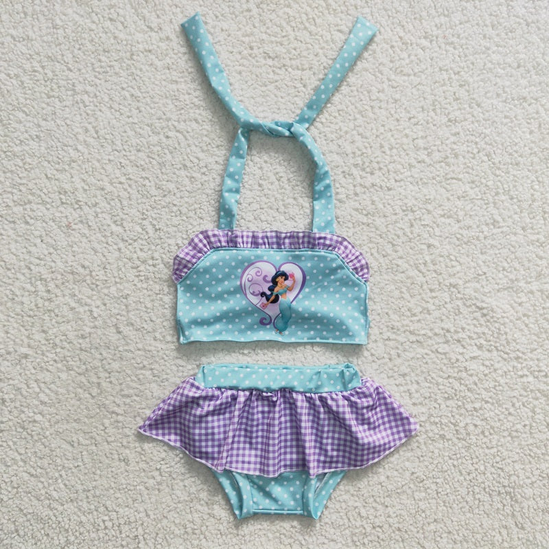 S0056 Cartoon light green swimsuit suit