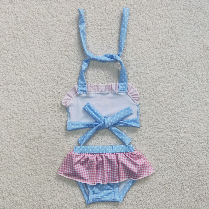 S0059 Cartoon girls Blue Swimsuit Set