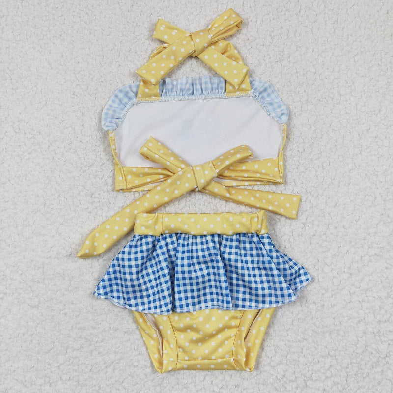 S0060 Cartoon girls Yellow Swimsuit Set