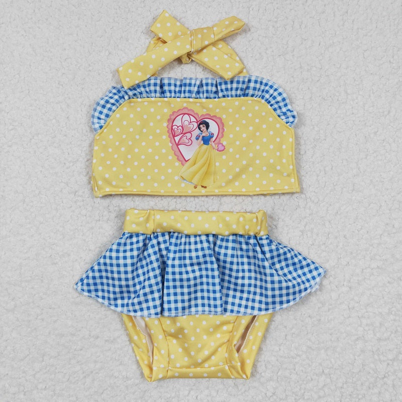 S0060 Cartoon girls Yellow Swimsuit Set