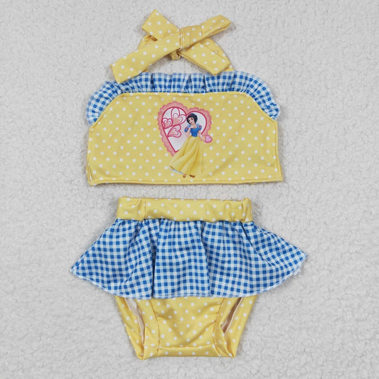 S0060 Cartoon girls Yellow Swimsuit Set