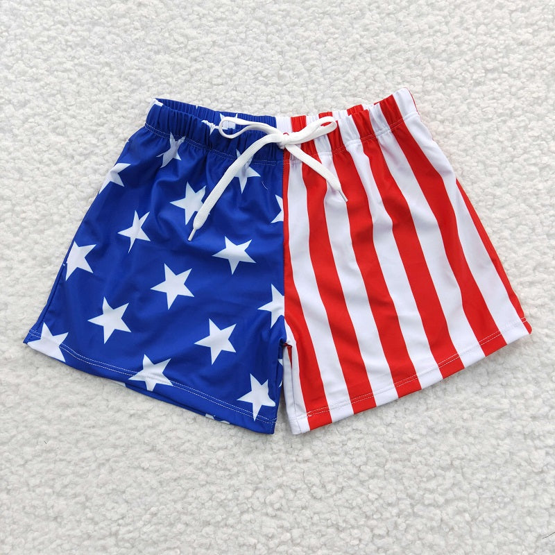 S0089 Baby Boys National Day Striped Stars Swim Trunks Short Pants