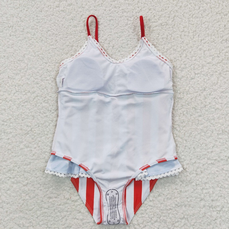 S0091 Girls' National Day Stars and Stripes Sling One-Piece Swimsuit