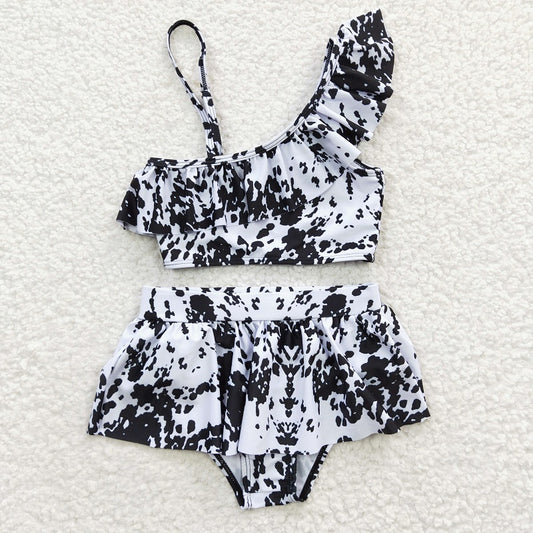 S0123 Black and white ink pattern swimsuit suit