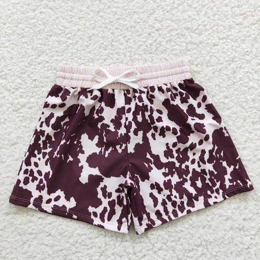 S0130 Baby Boys Ink Pattern Brown Swim Trunks