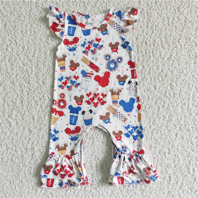 SR0047 Girls' National Day Flying Sleeve Jumpsuit