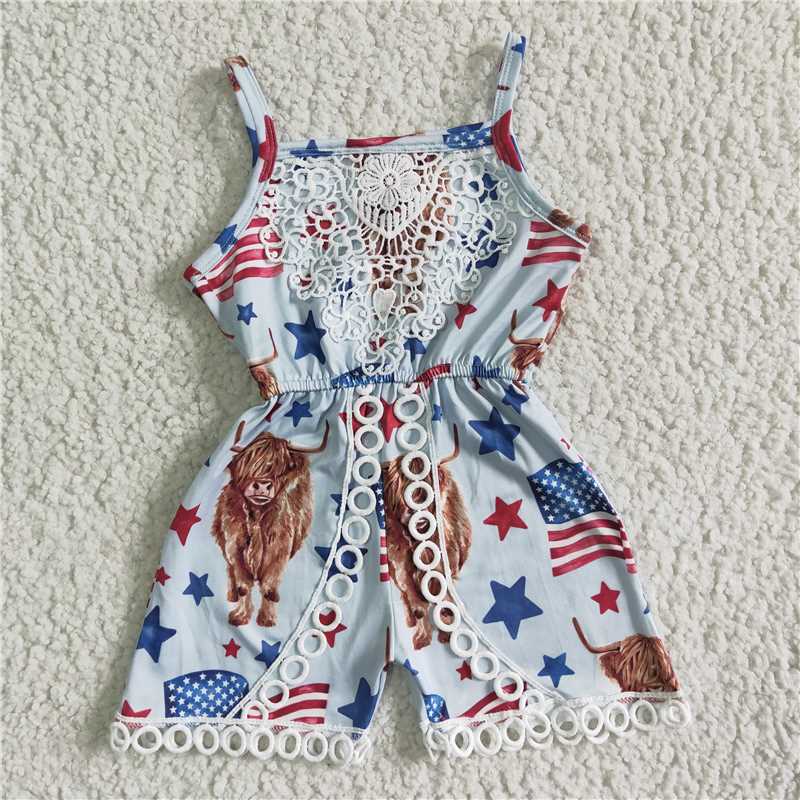 SR0053  Girls' National Day alpine cow lace suspender jumpsuit