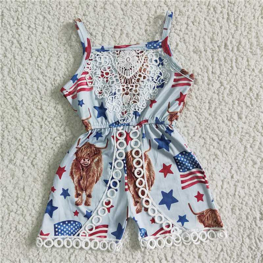 SR0053  Girls' National Day alpine cow lace suspender jumpsuit