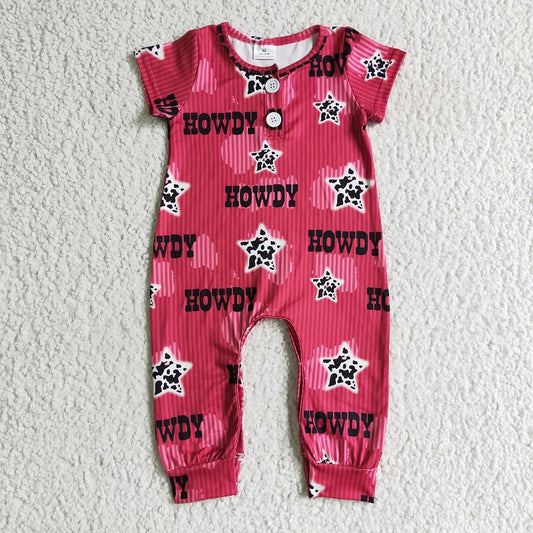 SR0073 Boys Button Red Short Sleeve Bodysuit D 4.16